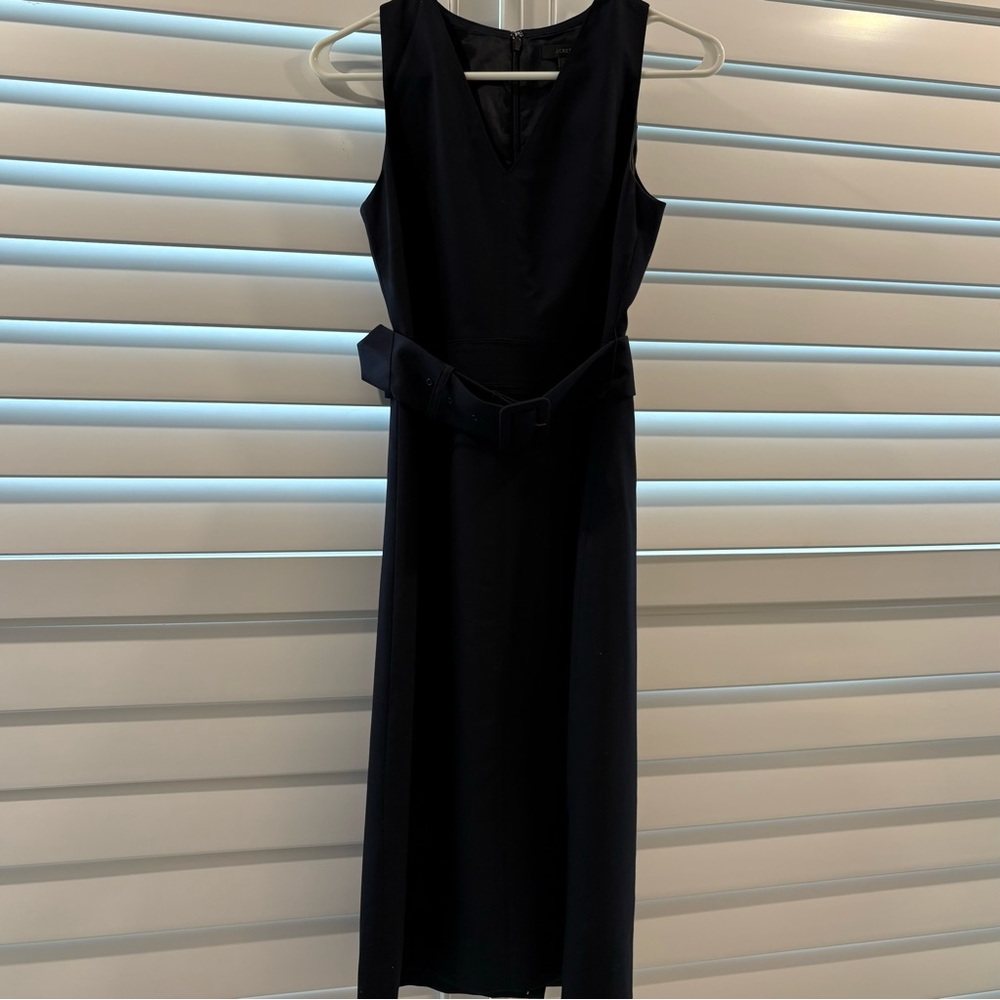 J. Crew Classic Navy V-Neck Belted Dress